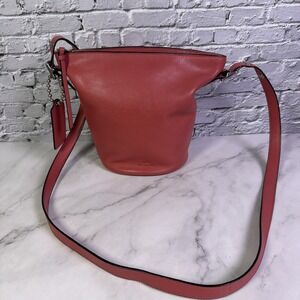 Coach Bleeker Mini Bucket Duffle 32281 Pink/Red Leather Crossbody Shoulder Bag